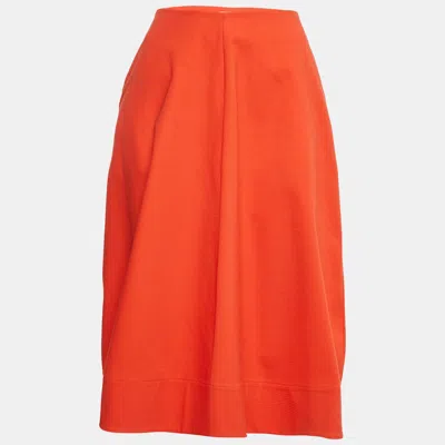 Pre-owned Jil Sander Orange Cotton Midi Skirt M
