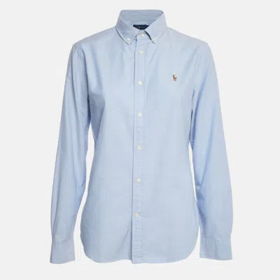 Pre-owned Ralph Lauren Blue Cotton Slim Fit Button Down Shirt L