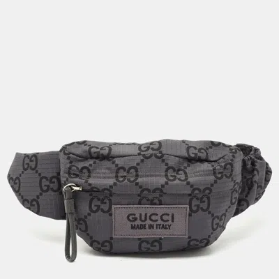 Pre-owned Gucci Grey Gg Nylon Ripstop Belt Bag