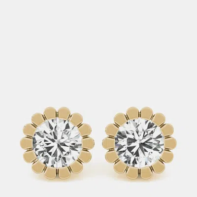 Pre-owned Fara 14k White Gold Lab Grown Diamond Flower Motif Earring Studs (3.00 Ct)