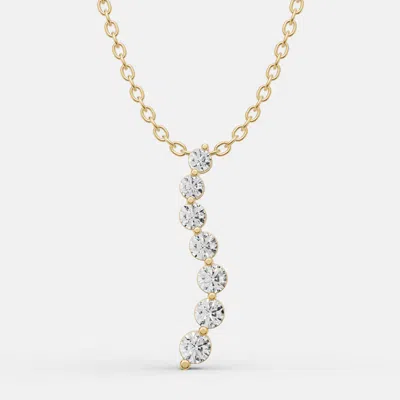 Pre-owned Fara 14k Yellow Gold Lab Grown Diamond Journey Pendant (1.50 Ct)