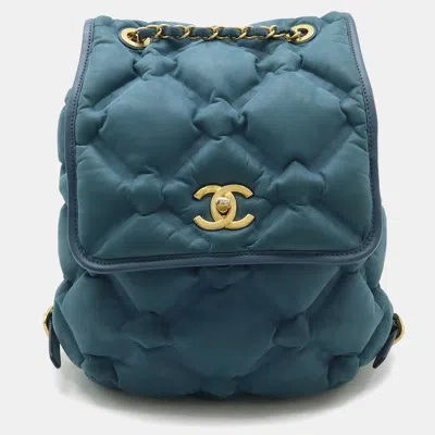 Pre-owned Chanel Bubble Quilt Chain Shoulder Backpack Leather Blue Pink