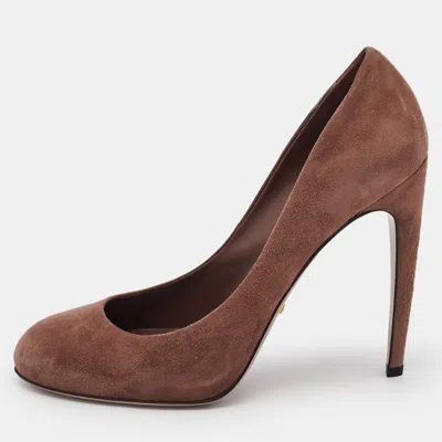 Pre-owned Gucci Brown Suede Goldie Platform Pumps Size 40