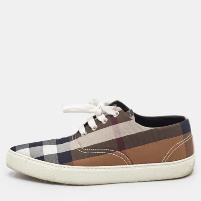 Pre-owned Burberry Brown House Check Canvas Pointed Toe Low Top Sneakers Size 39