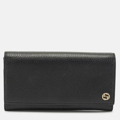 Pre-owned Gucci Black Leather Gg Marmont Continental Wallet