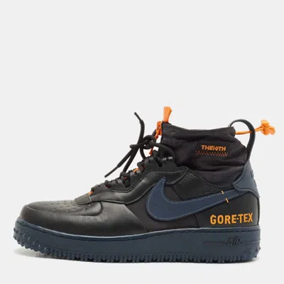 Pre-owned Off-white X Nike Navy Blue Leather And Nylon Air Force1 Gore-tex High Top Sneakers Size 43