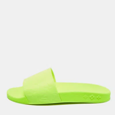Pre-owned Louis Vuitton Green Rubber Waterfront Pool Slides Size 41