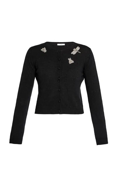 Erdem Embellished Wool-blend Cardigan In Black