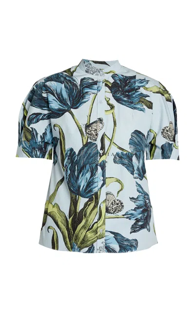 Erdem Floral-printed Organic-cotton Blouse In Multi