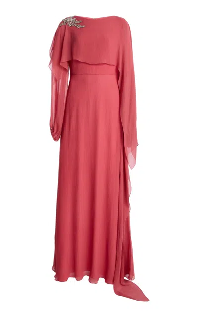 Erdem Draped Silk Gown In Red