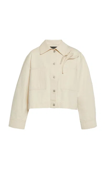 Erdem Appliquéd Denim Jacket In Neutral