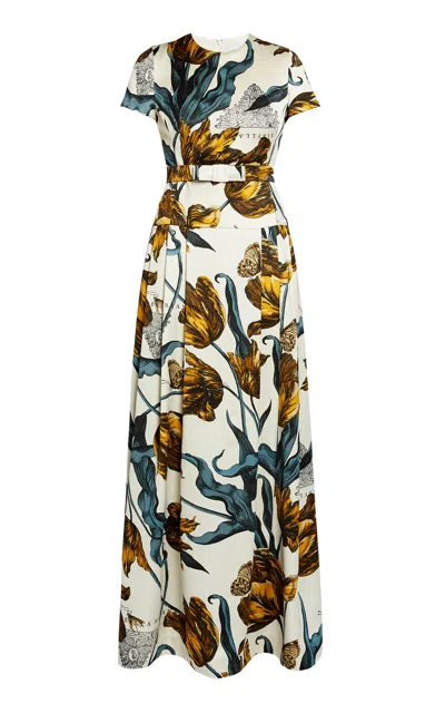 Erdem Printed Short-sleeve Gown In Multi