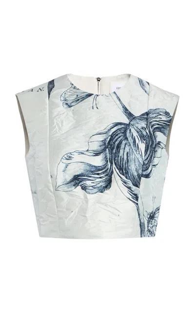 Erdem Printed Bodice Top In Blue