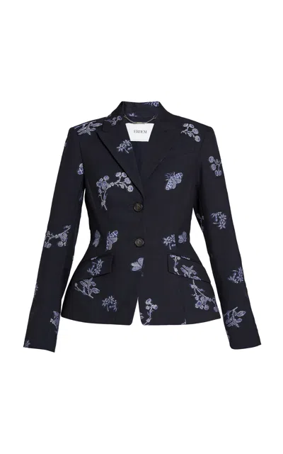 Erdem Tailored Wool-blend Blazer In Blue