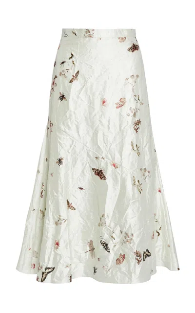 Erdem Printed A-line Midi Skirt In White