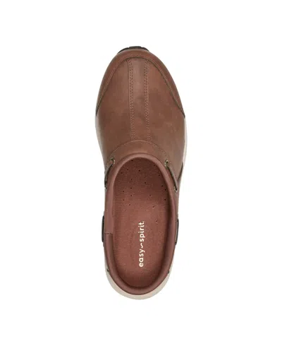 Easy Spirit Travel Port 3 Womens Faux Leather Slip On Mules In Brown