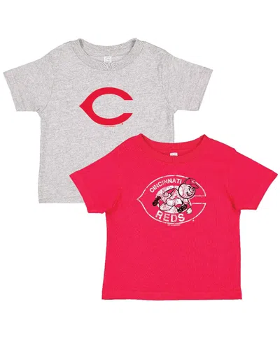 Soft As A Grape Toddler Red/heather Gray Cincinnati Reds Cooperstown Collection T-shirt, Set Of 2 In Red