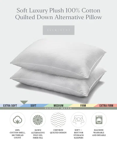 Ella Jayne Cotton Quilted Medium Density 2-pack Pillow, Queen In White
