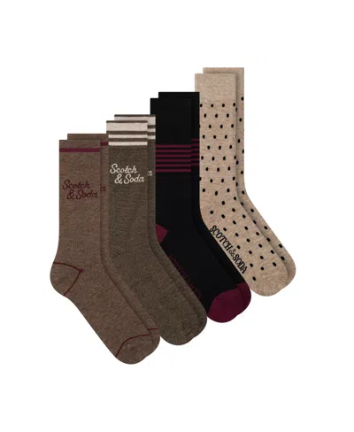 Scotch & Soda 4-pack Crew Socks In Brown