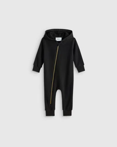Quince Hooded Moto Romper In Black