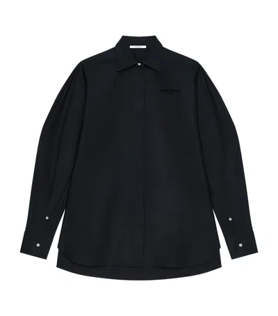 Givenchy Cotton Turned Up-sleeve Cocoon Shirt In Black