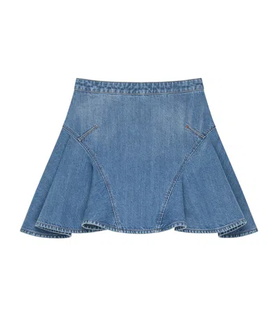 Givenchy Ruffled Mini Skirt In Washed Denim In Blue
