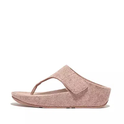 Fitflop Shuv E01 Fr9-137 Slide Sandals Women's Beige Adjustable Felt Toe-post In Pink