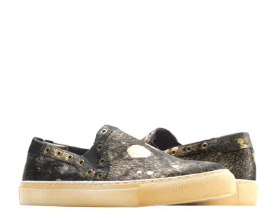Chocolat Blu Noella Black Gold Pony Hair Women's Slip-on Sneaker In Black