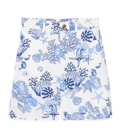 Versace Cotton Underwater Barocco Shorts In White