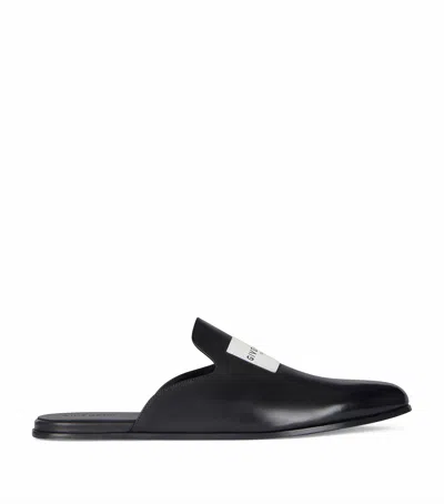 Givenchy Calfskin Logo-label Slippers In Black
