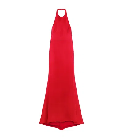 Givenchy Halter Neck Dress In Crepe And Satin In Red
