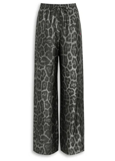 Stella Mccartney Womens Leopard-print Wide-leg Silk Pyjama Trousers Ash Grey In Gray