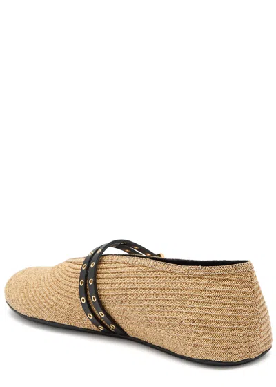 Alaïa Paper Straw Flat Ballerinas Scarpe Basse Beige In White