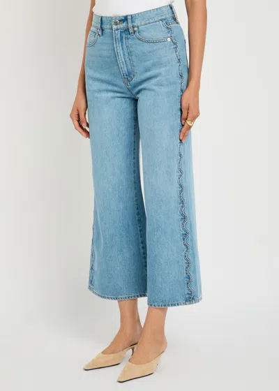 Veronica Beard Taylore Wide-leg Cropped Jeans In Blue