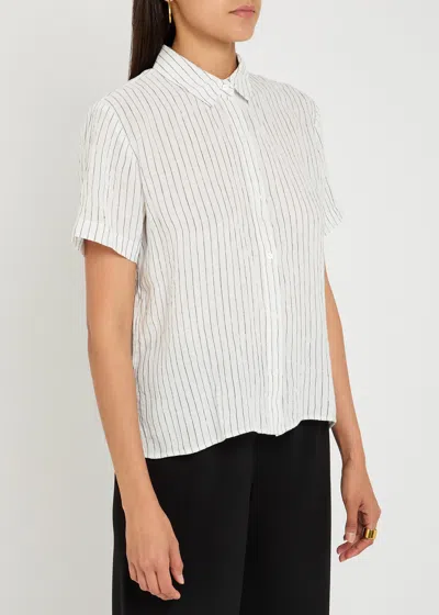Eileen Fisher Striped Linen Shirt In White