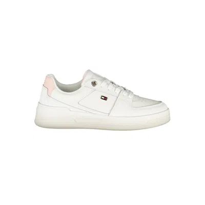 Tommy Hilfiger Elegant White Lace-up Sneakers With Contrast Detail In White