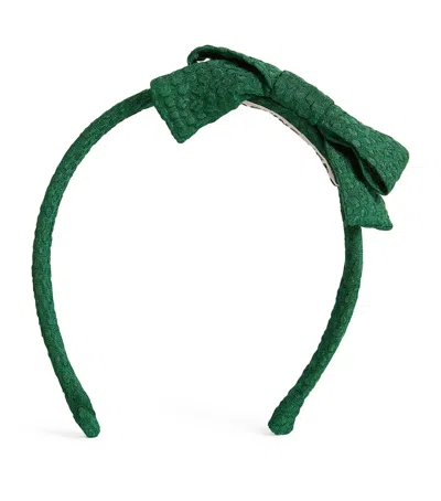 Edeline Lee Thin Bow Headband In Green
