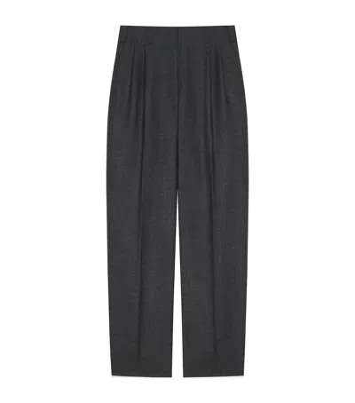 Givenchy Wool Double Pleat Tailored Trousers In Gray