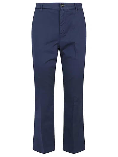 I Love My Pants Blue Cotton Cropped Flared Trousers In Blue