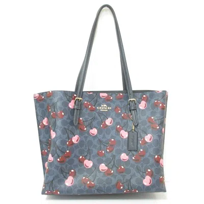 Pre-owned Coach Signature Signature Line Tote Bag () In Blue