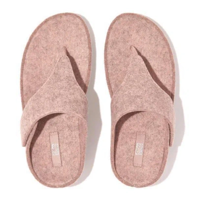 Fitflop Shuv E01 Fr7-137 Toe Post Sandals Women's Beige Adjustable Felt Comfort