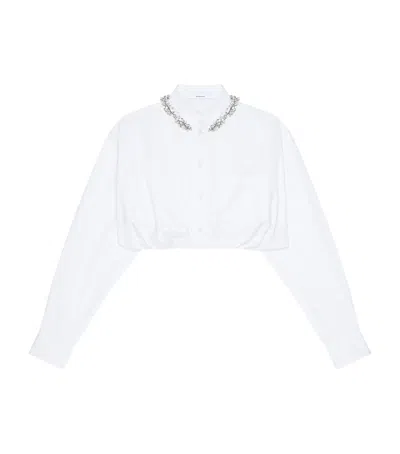 Givenchy Chemise Cropped En Popeline Avec Cristaux In White