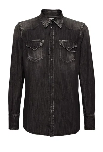 Dsquared2 Western Shirt Featuring Front Pockets In Black