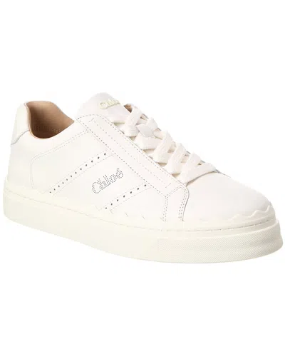 Chloé Lauren Leather Sneakers In White