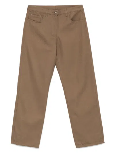 Emporio Armani Trousers Cotton Belt Loops In Brown