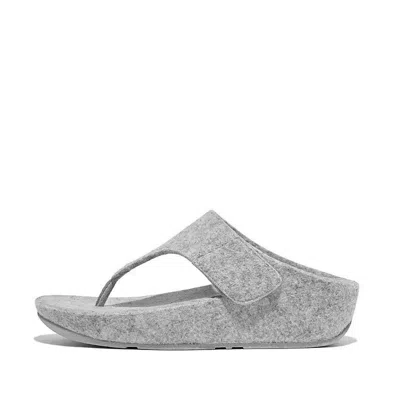 Fitflop Shuv E01 Fr7-a06 Toe Post Sandals Women's Tiptoe Gray Adjustable Felt In White
