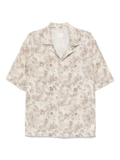 Emporio Armani Asv Capsule Peace All Over Print Shirt In Neutral