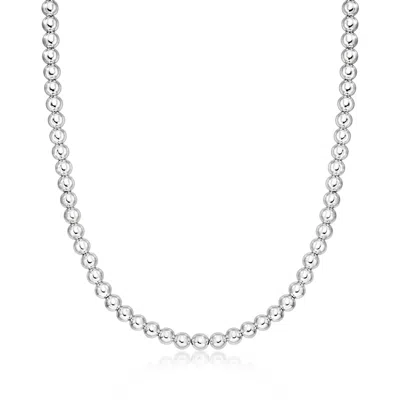 Ross-simons Italian 6mm Sterling Silver Bead Necklace In Neutral