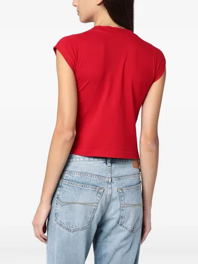 Balenciaga Mini Cropped Crew-neck T-shirt With Keep Calm Logo In Red