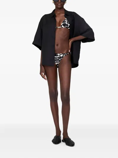 Anine Bing Bellamy Printed Bikini Bottom In Black